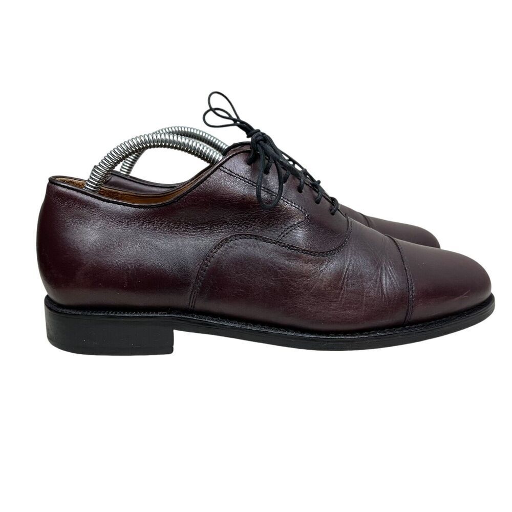 Jos. A. Bank Mens Oxford Shoes Brown Leather Lace Up Cap Toe Cushioned Size 8M